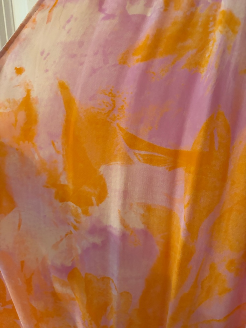 Anthropologie Pink & Orange Ruffled V-Neck Tiered Dress - Picture 9 of 9